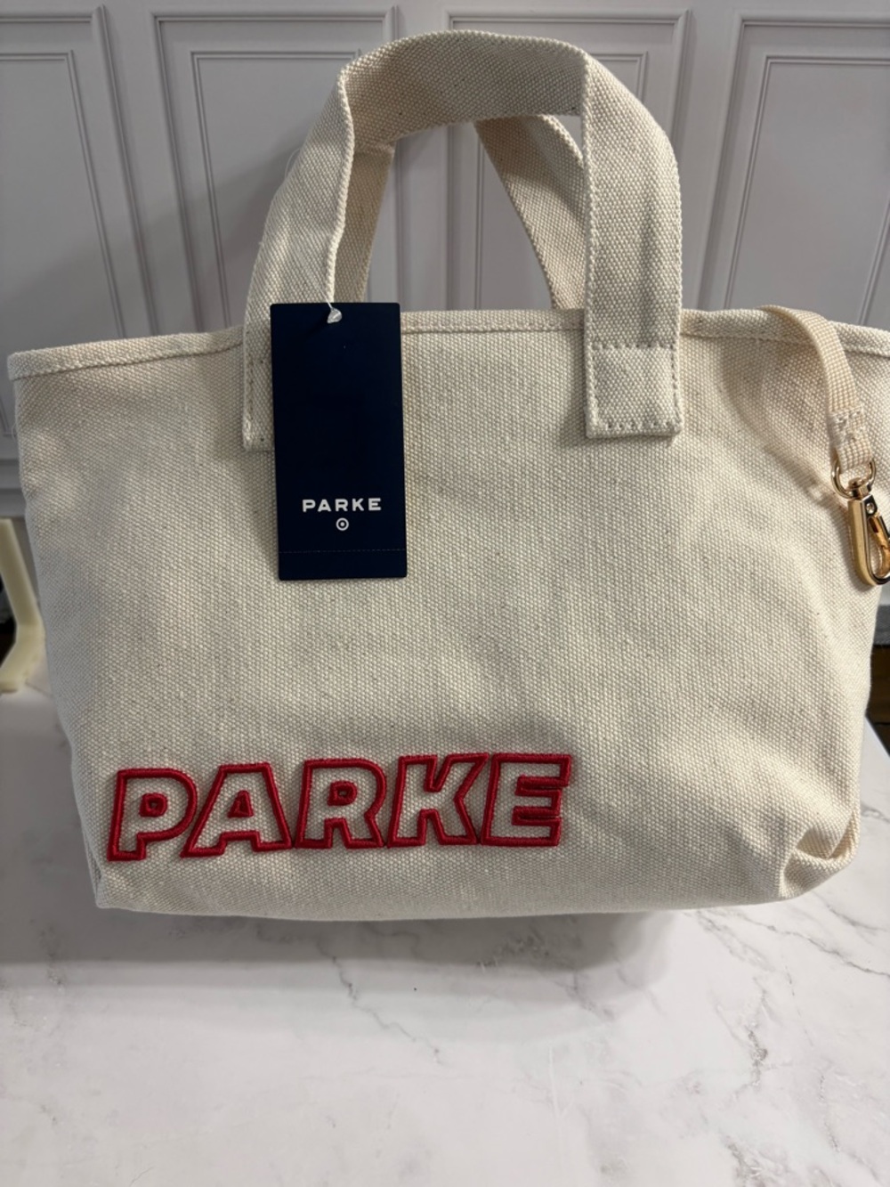 Parke X Target Natural Canvas Mini Tote with Red Logo Detail NWT